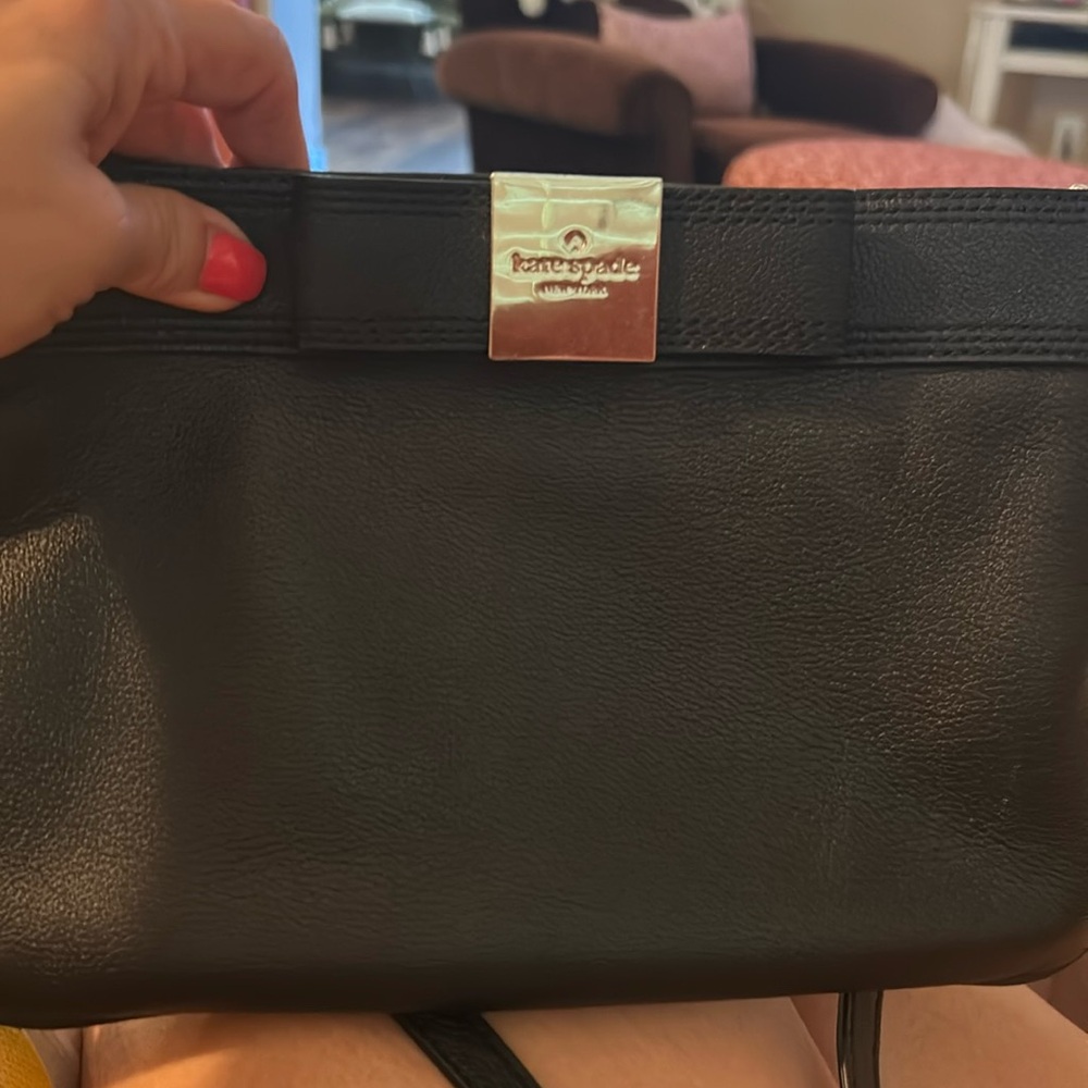 Kate Spade New York Black Bow Crossbody with Chain & Leather